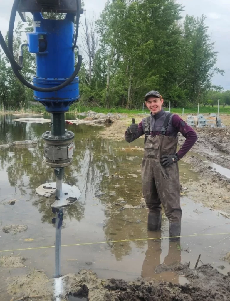 Installation of a Helical Pier in challenging wetlands