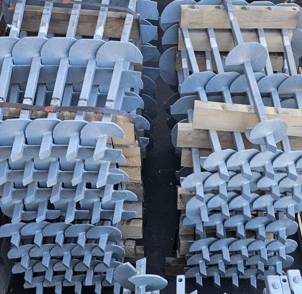 Helical piers in Utah stacked and ready to ship and install